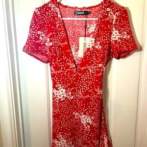 Red floral dress